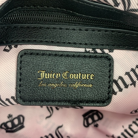 Juicy Couture Black Soft Clutch bag Gold Chain & Bow Accent & mini pouch NEW - Picture 8 of 16